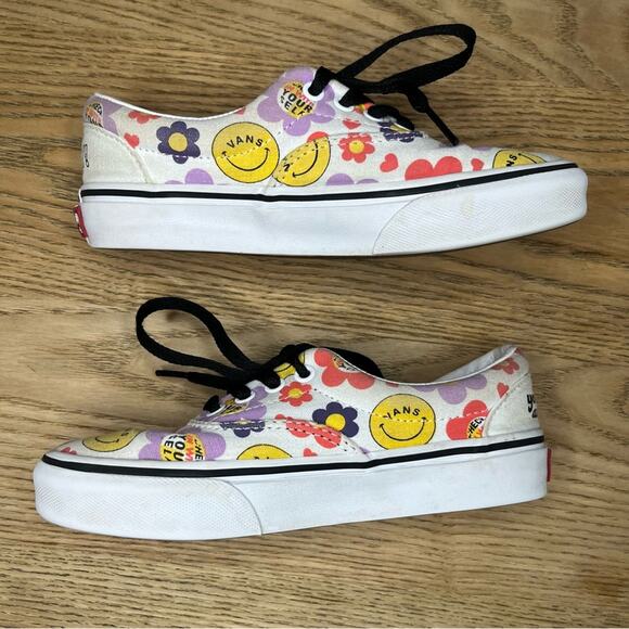 Vans Off The Wall Era Radically Happy Sneakers Smiley Face Flowers Girl’s Size 1 - Picture 7 of 10